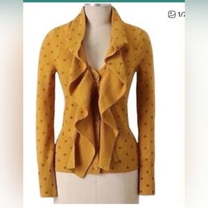 Anthropologie Moth VanWrinkle Sweater Mustard Yellow SzS